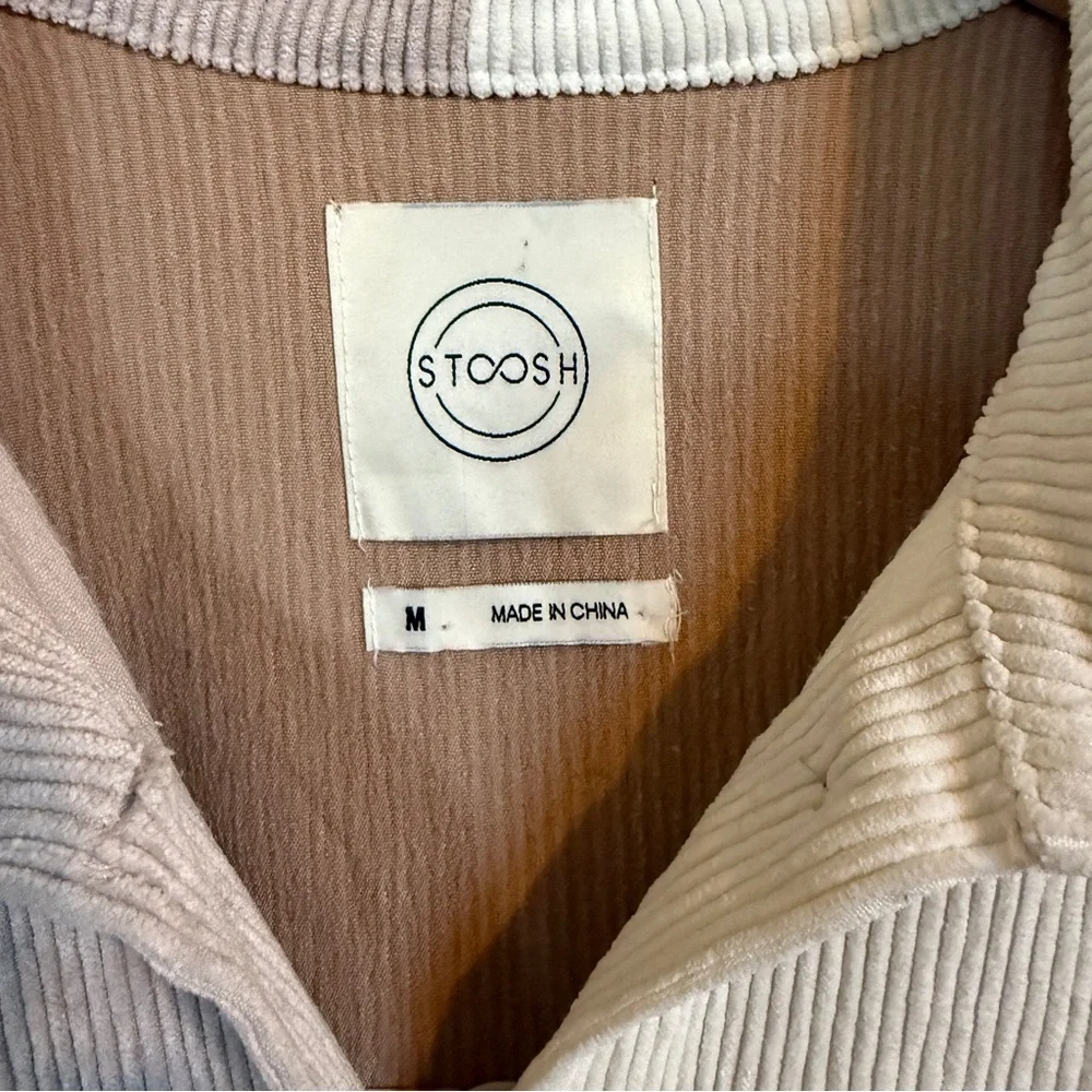 Stoosh Neutral Colorblock Corduroy Shacket Jacket Shirt Women’s Size Medium - Picture 8 of 12